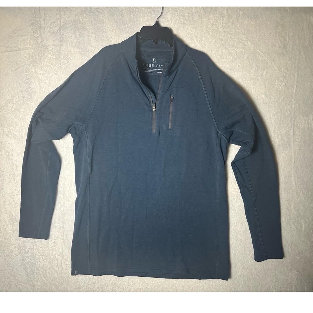 Free‎ Fly Blue Long Sleeve Front Pocket Quarter Zip Sweater Size Large